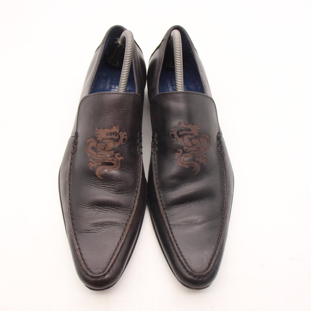 Mark Nason Rock Never Dies Men's 8.5 M Dragon Front Embossed Leather Brown ITALY